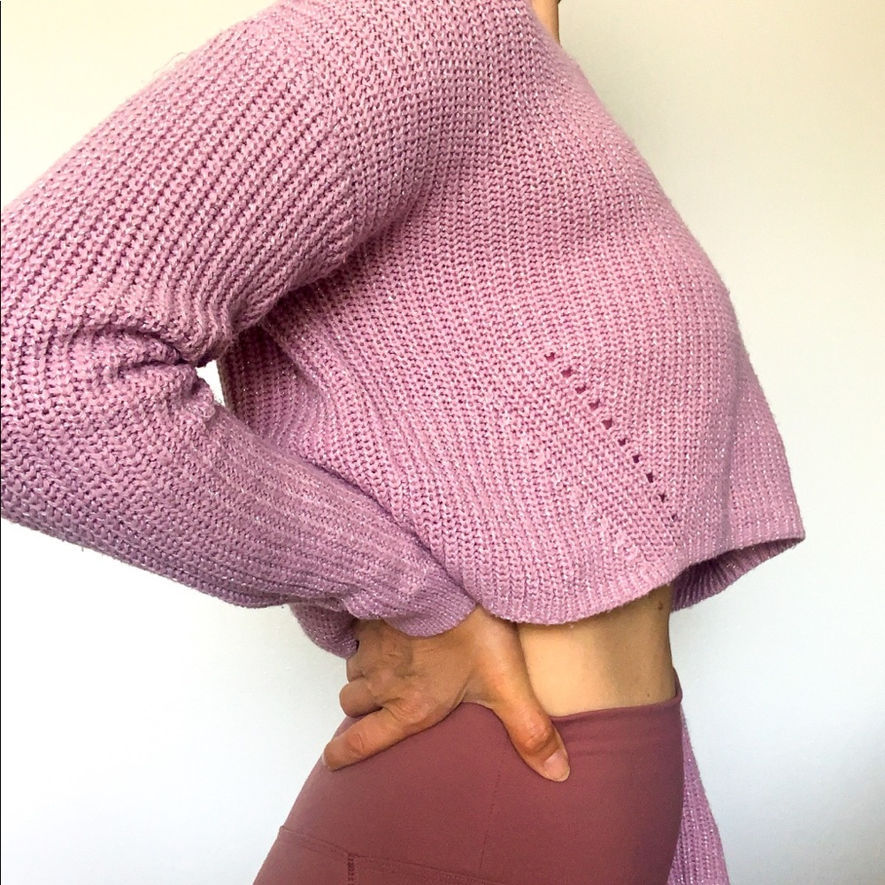 V-neck woven cropped sweater top